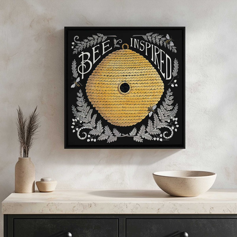 Bee Inspired by Deb Strain Art Print, Framed Canvas, 30 W x 30 H, Gold