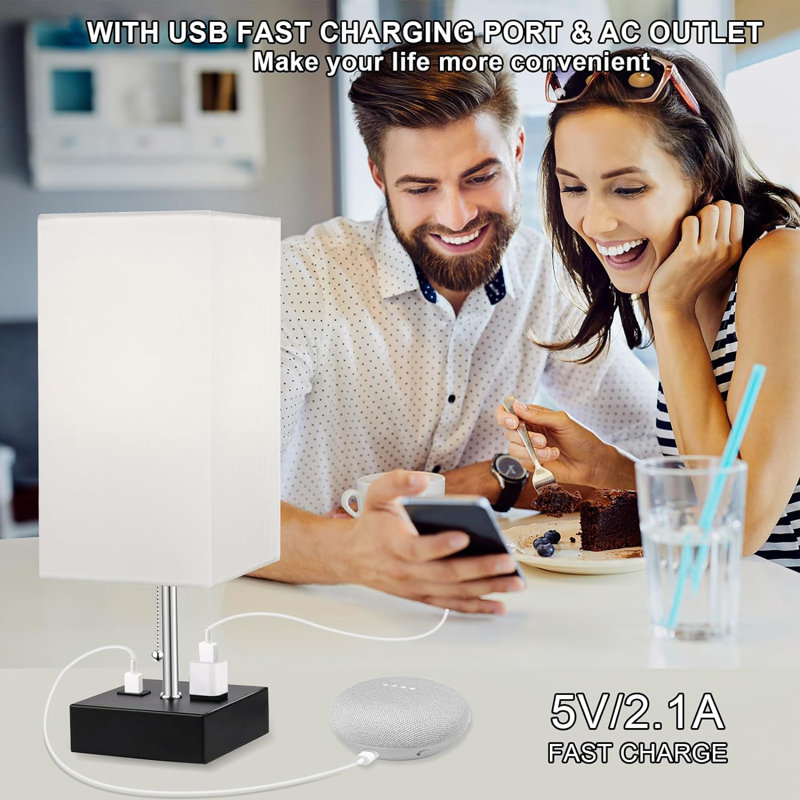 Rithvik Metal USB Table Lamp, White