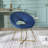 Blue Silky Velvet Upholstered Accent Chair with Gold Tone Finished Base-468179504