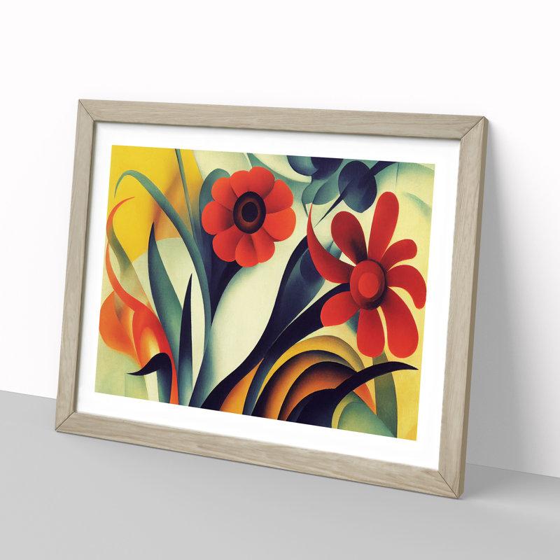 Idyllic Flowers - Single Picture Frame Print, 46cm H x 64cm W x 2cm D, Oak