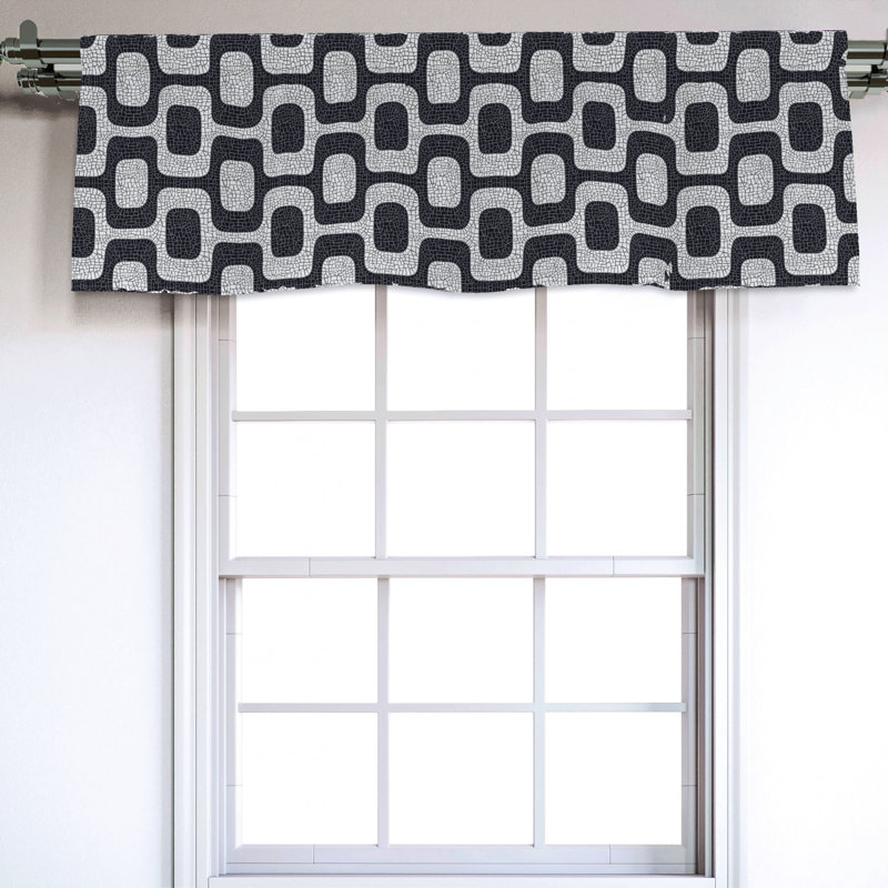 Sateen Geometric Ruffled Window Valance