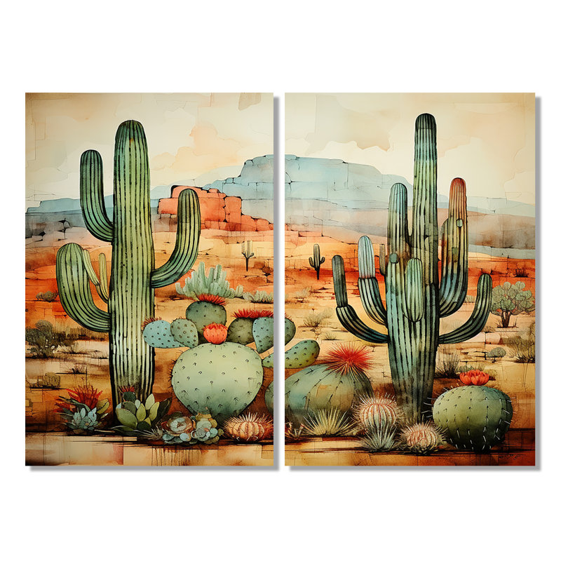 «Desert mexicain Serenity 2», art mural vert, 36" H x 48" W, Wrapped Canvas, Does Not Apply