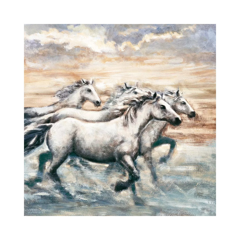 Running Horses II 1 Piece Wrapped Canvas Wall Art, 93.98 cm H x 93.98 cm W x 3.175 cm D