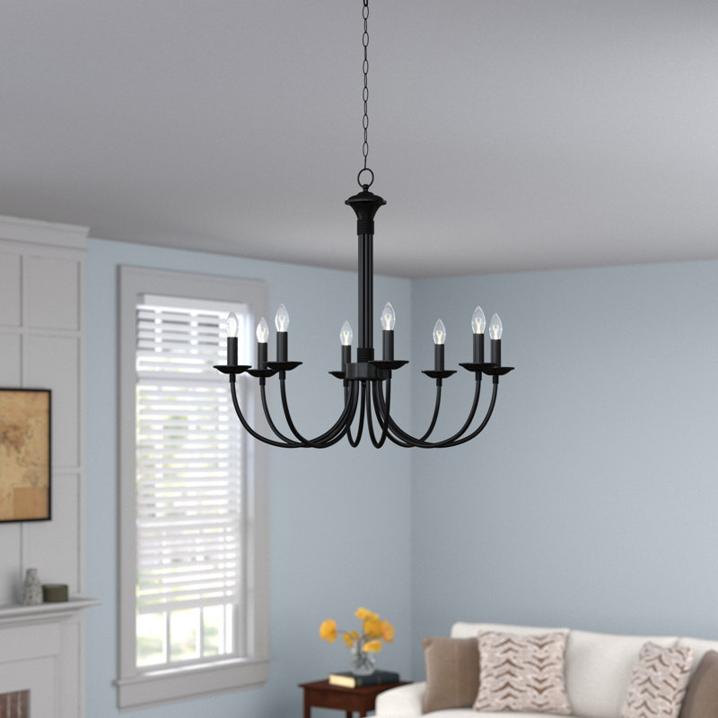 Lustre empire à 8 lumières de style bougie Richeson, H 24 po x l 26,5 po x P 26,5 po, Noir, 8