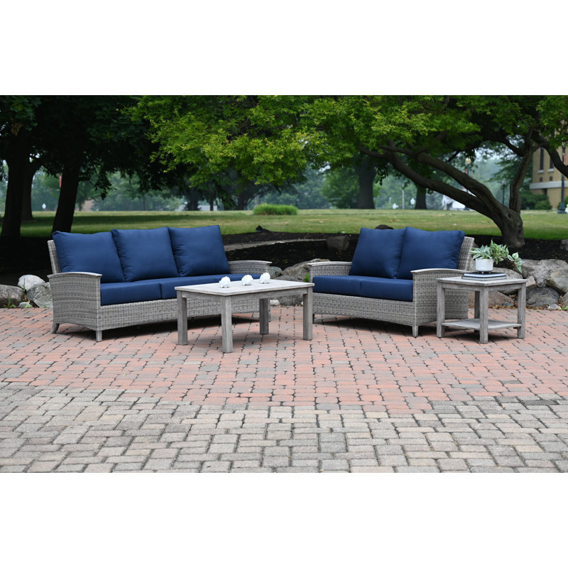 Shelburne 40" Outdoor Weathered Teak Rectangle Coffee Table