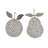 Feinberg Metal Fruit Decorative Silver Sculpture with Crystal Embellishments Set