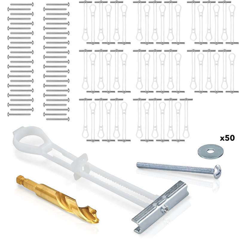 Ensemble de fixation murale CondoMonds UNIVERSAL, sans goujon / goujon en acier / métal, peut supporter 90 lb, ensemble de 50 ancres d'éléphant