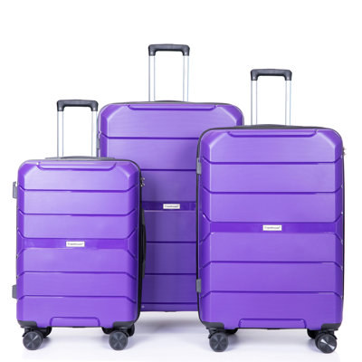 Ensemble de valises légères et durables avec serrure TSA Hardshell Valise Spinner Wheels, ensemble de 3 pièces (20/24/28), mauve