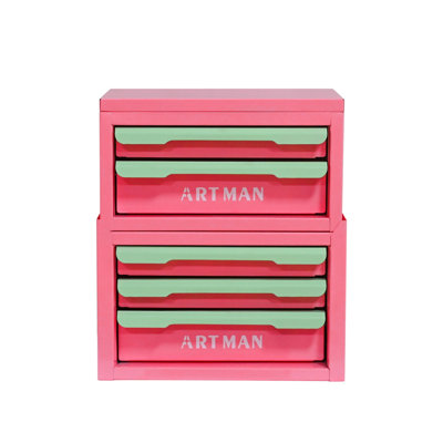 Organisateur de bureau de style tiroir, porte-papeterie, armoire de rangement pour cosmétiques - {rose-vert, 2 + 3 étages}