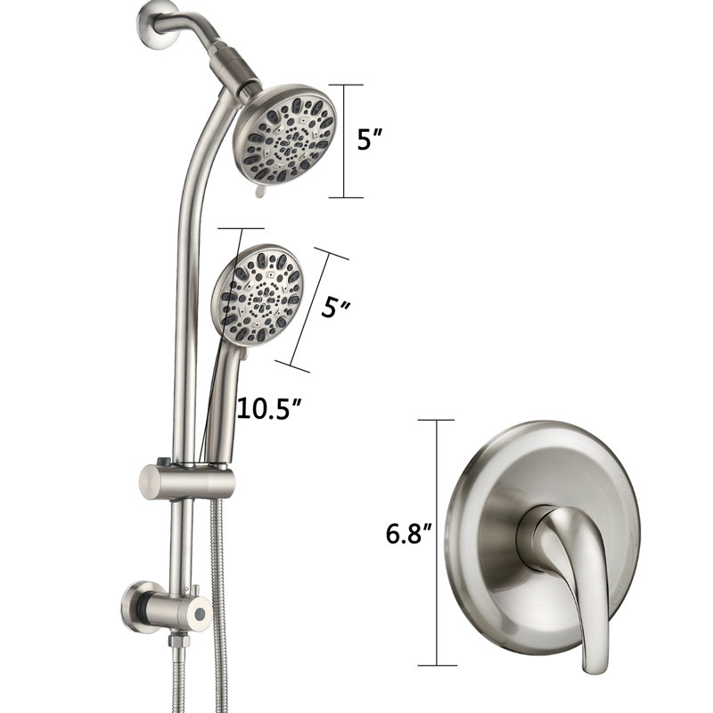 Système de douche avec perceuse - Barre coulissante en acier inoxydable et 7 fonctions de jet