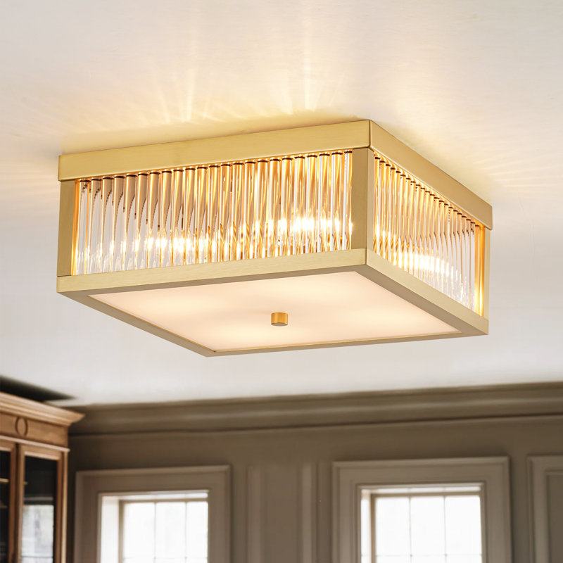 Celora 4 - Light Square Glass Bar Flush Mount Ceiling Light, Gold, Rose Gold