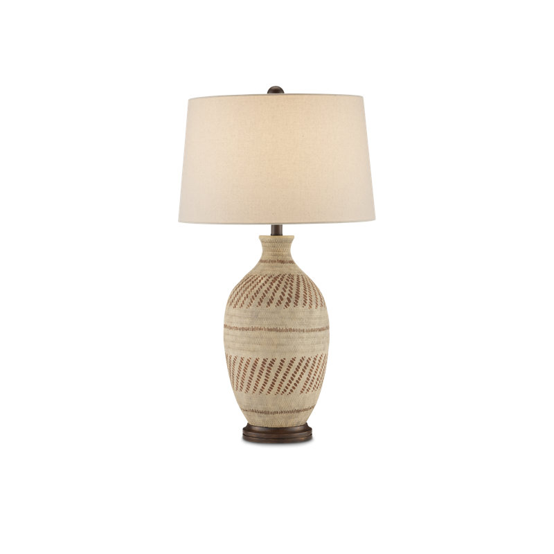 Faiyum Solid Wood; Terracotta Table Lamp
