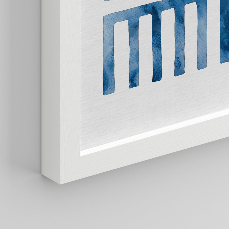 Motif de coups de peinture à l'aquarelle bleue - ensemble de 4 reproductions de cadres photo simples, Blanc