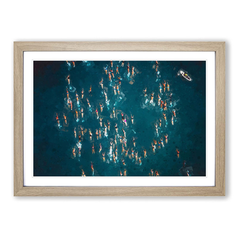 Swimmers in Brazil - Picture Frame Graphic Art Print, 62cm H x 87cm W x 2cm D, Oak Framed