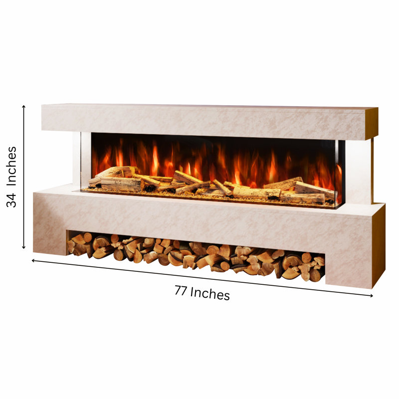 Angelo Freestanding Electric Fireplace Suite – 1500mm 3-sided Led Electric Fire with Panoramic Flame | Remote & App Control | Led Side Lights
