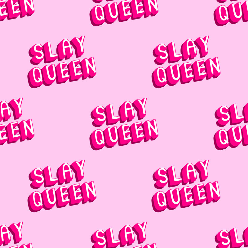 Â€Œslay Queenâ€Œ Text by InnaPoka - Wrapped Canvas Print, 91cm H x 91cm W x 3.8cm D