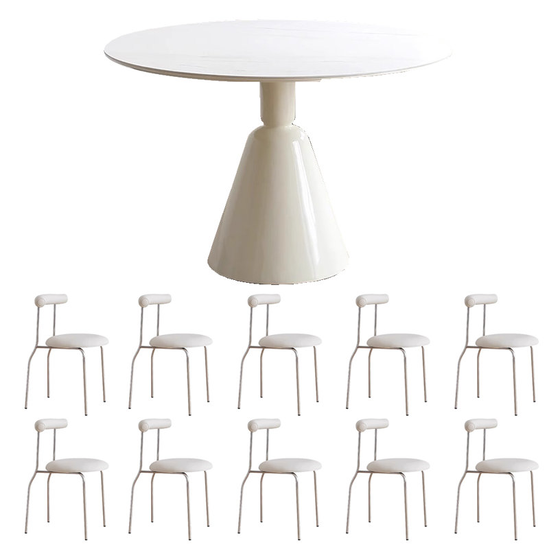 Chaise de table ronde simple Butter Wind, H 29,5 po x L 59 po x l 59 po, 11 Pieces: Table, 10 Chairs