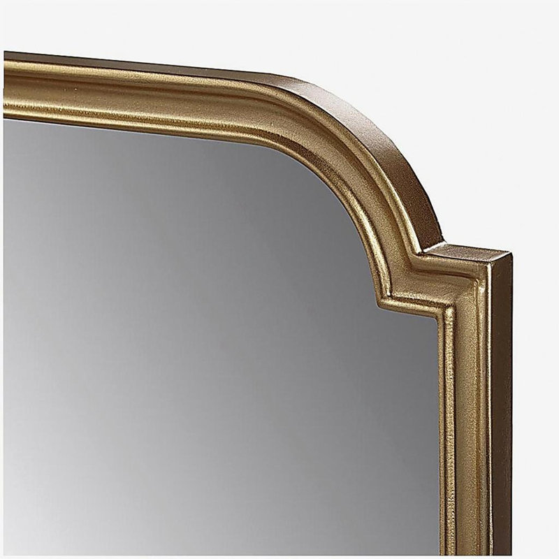 Golden wave wood wall mirror