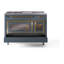 ILVE Nostalgie II Noblesse 48" Freestanding Dual Fuel Range with 5 Sealed Burners, Griddle, French Top, in Blue Grey with Brass Trim-439798078