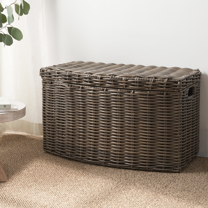 Coffre rectangulaire en osier tissé avec poignées Stroh - 24 po x 14 po x 15 po - Brun chocolat