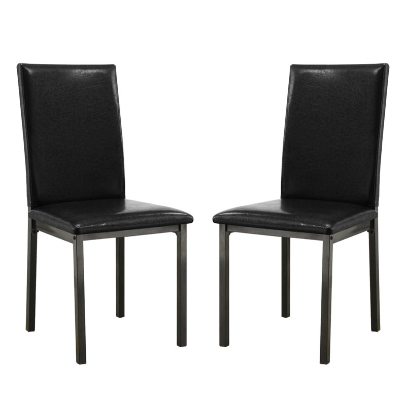2 pièces de chaises de salle à manger rembourrées noires de style transitionnel pour une maison confortable de 2 personnes avec pièce de revêtement
