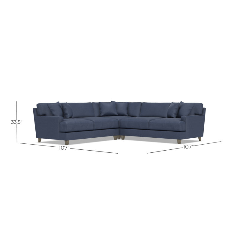 Mila Sectional, Blue Polyester, 33.5" H x 107" W x 107" D, Symmetrical