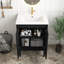 Meuble-lavabo moderne noir de 24 po avec lavabo en céramique blanche, portes à fermeture douce et structure autoportante pour plus de stabilité-246934026-246934031