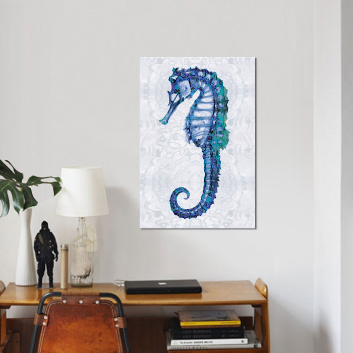 « sea cheval i », reproduction d’art sur toile, H 26 po x l 18 po x P 1,5 po, Toile avec cadre noir, Pas de tapis