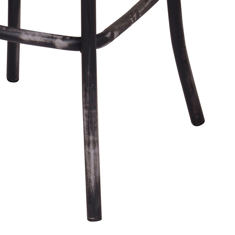 Tabouret de bar noir et chêne antique à dossier croisé, Noir