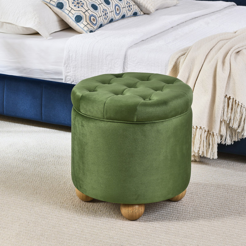 Repose-pieds rond avec rangement, Vert