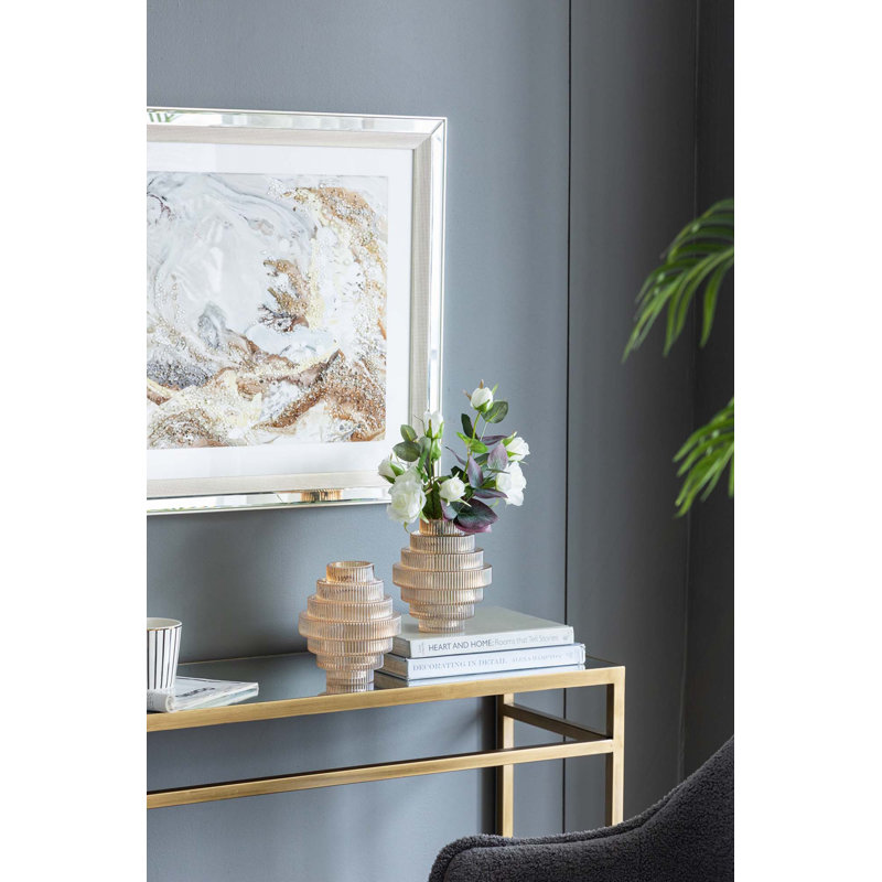 D5.9X6.7 "Vase géométrique à plusieurs niveaux (ensemble de 2), H 6,7 po x l 5,9 po x P 5,9 po, Doré, 2