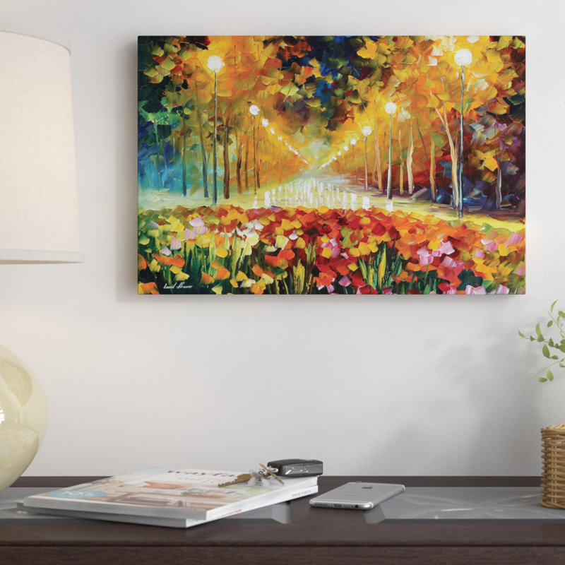 " Alley Of Roses " by Leonid Afremov, 8" H x 12" W x 0.75" D, No Matte, Wrapped Canvas