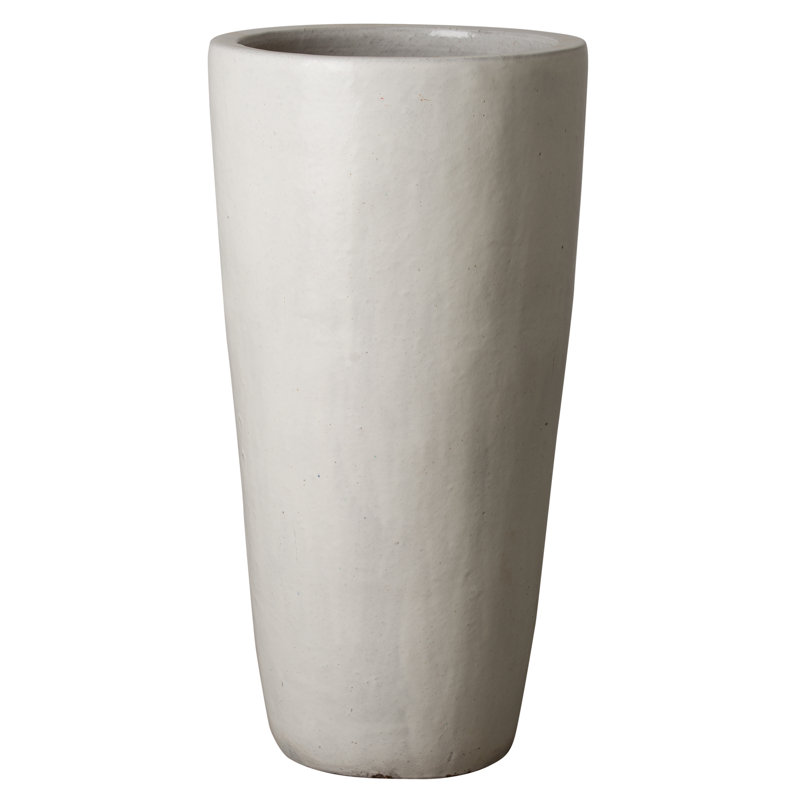 Handmade Ceramic Pot Planter, 36" H x 18.5" W x 18.5" D, Distressed White