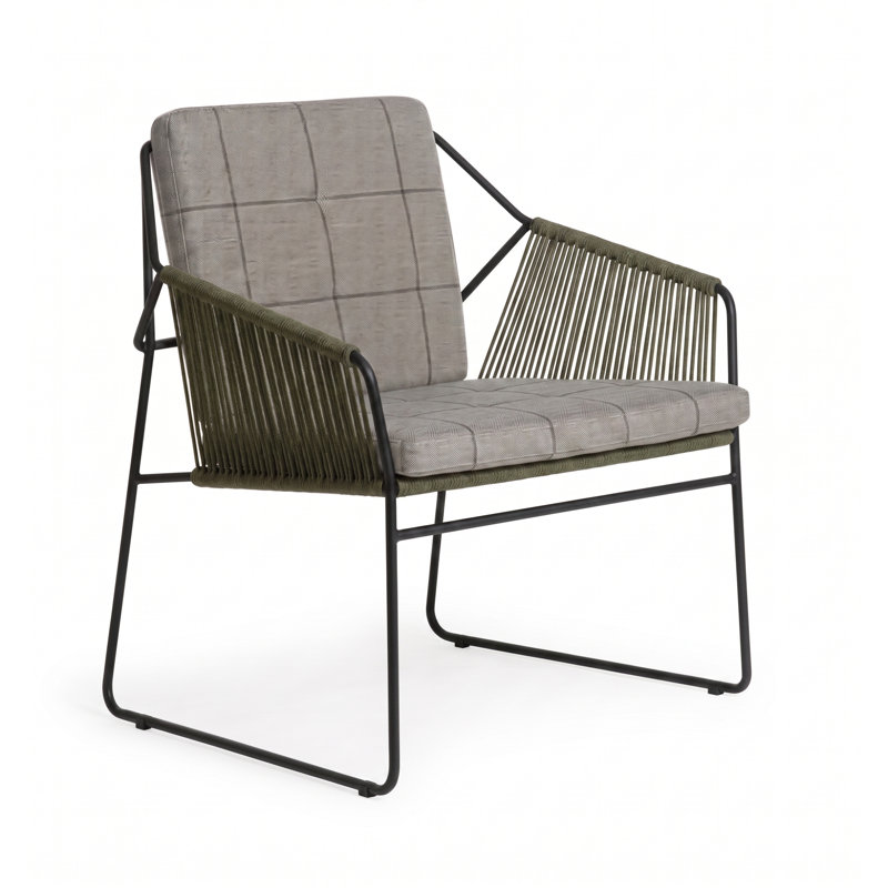 Chaise de patio Sandur, Lanterne ardoisée, Corde verte / cadre anthracite