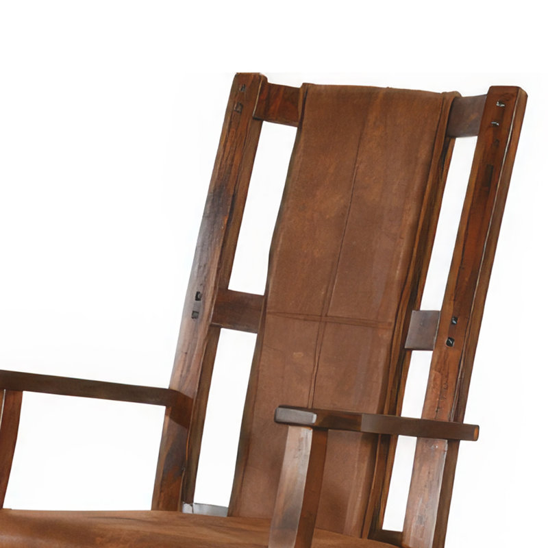 Chaise berçante Odel, assise et dossier en similicuir, brun chocolat foncé