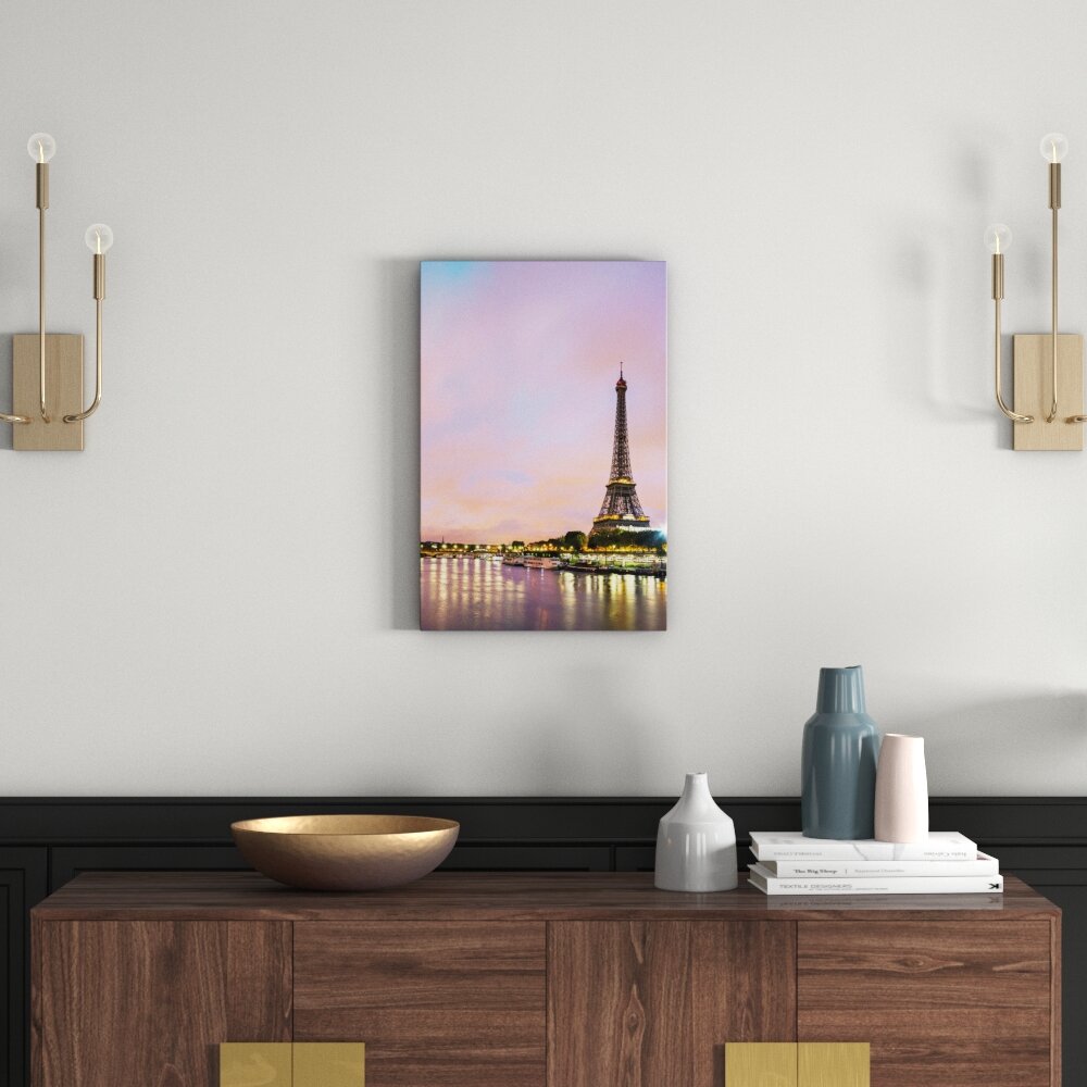 Leinwandbild Eifelturm Paris bei Nacht, Fotodruck