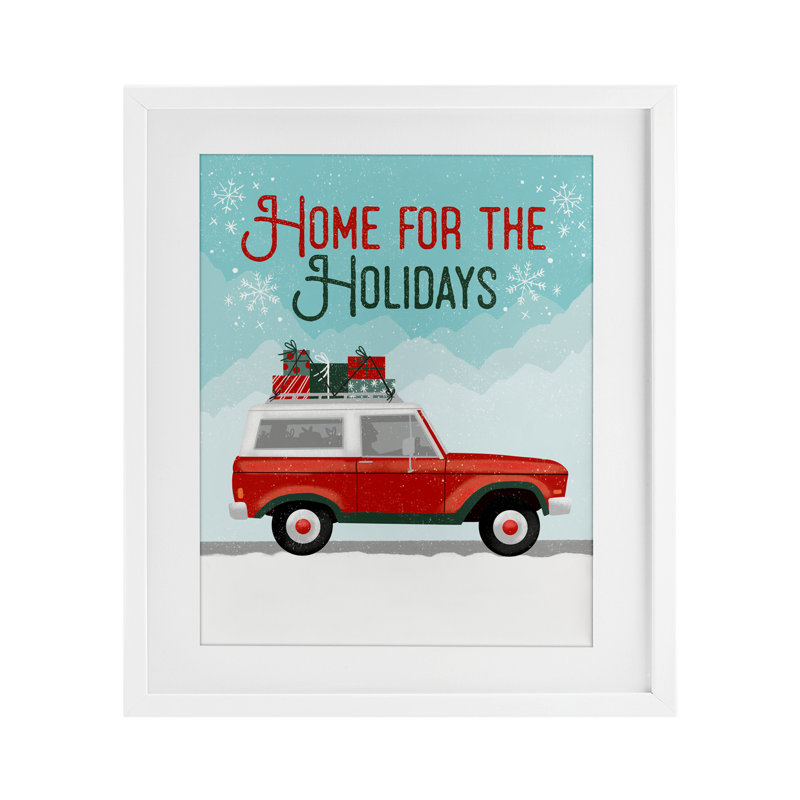 «Retro Home For Holiday», reproduction sous verre encadrée, design par Jilly Jack Designs, H 16 po x l 13 po