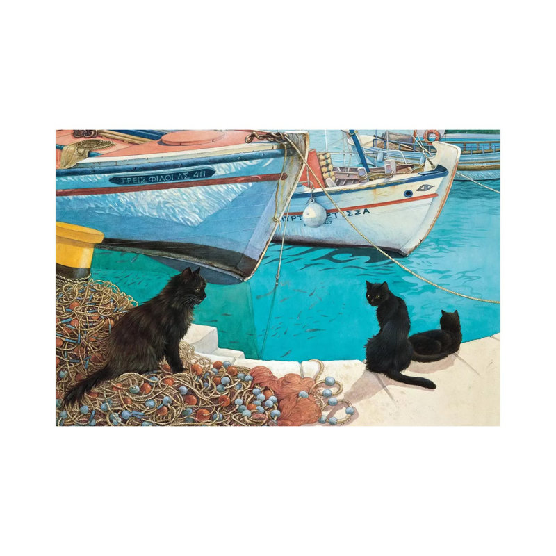 Looking At The Fish by Ivory Cats - Wrapped Canvas Print, 66.04 cm H x 45.72 cm W x 3.175 cm D