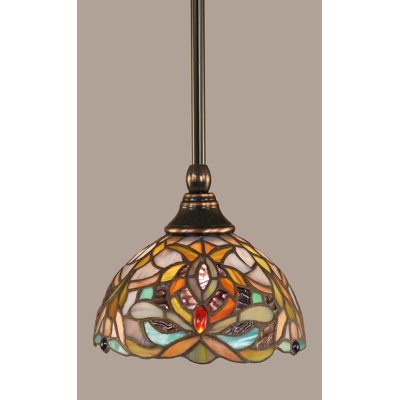 Stem Hung Mini Pendant With 7” Kaleidoscope Art Glass