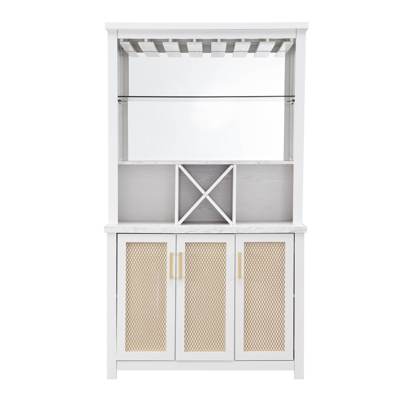41.73'' Bar Cabinet, White/Gold
