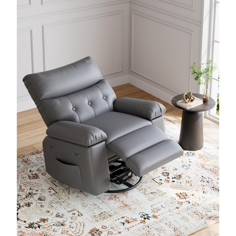 Fauteuil inclinable manuel pivotant en polyuréthane de 41,7 po de largeur avec coussin d'éponge épais, Gris