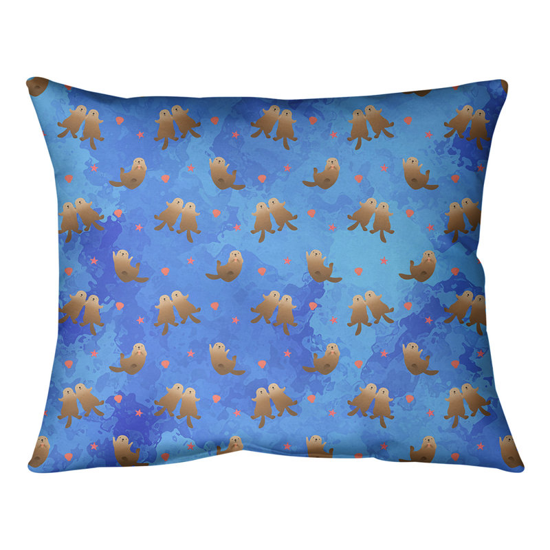 Housse de coussin carrée/insert, Bourre en polyester, H 18 po x l 18 po, Bleu clair / bleu foncé / brun