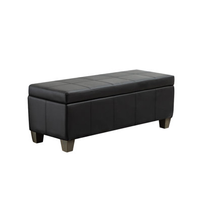 Demingo 41" Wide Rectangle Upholstered Faux Leather Storage Ottoman by Latitude Run