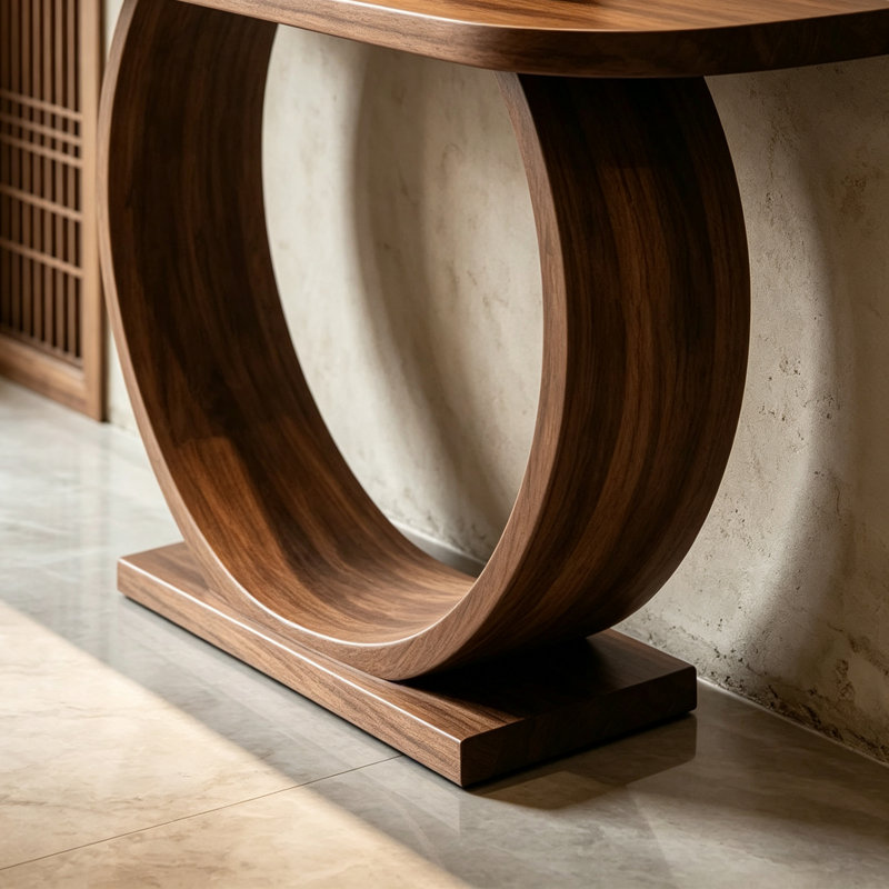 Medieval style wood console table, 35.4" H x 55" W x 15.7" D