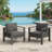 Set Of 2  28" All-Weather Metal Patio Armchairs With Thick Gray Cushions & Gray Frame-608938805