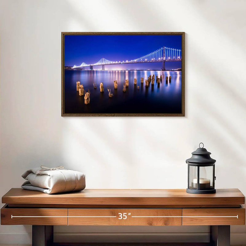 Pont flottant de San Francisco, 19 po x 13 po, Cadre flottant noyer