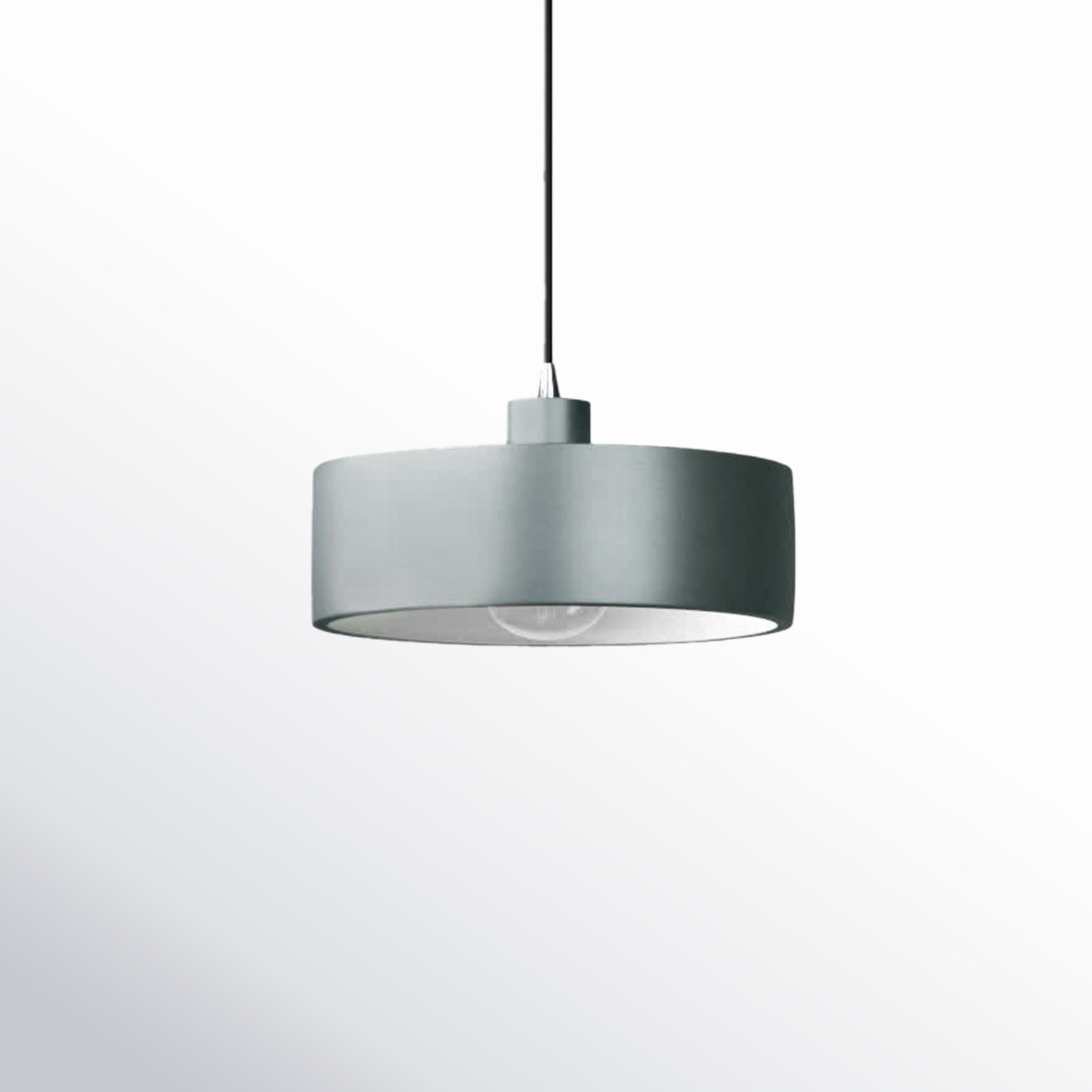 Fens Single Light Ceramic Dimmable Pendant, Polished Chrome, Pewter Green
