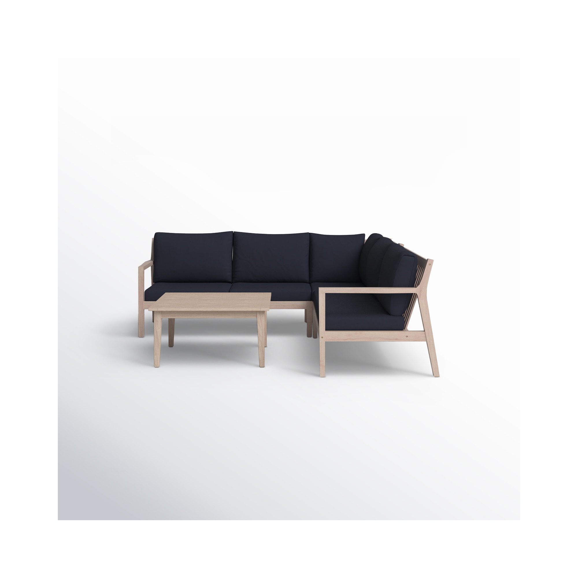 Amina 54" Wide Symmetrical Sectional Seating Group, Navy Performance Olefin