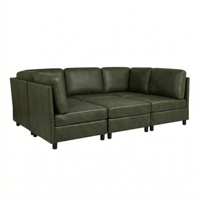Faux Leather Fabric Upholstered Modular Sectional