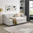 Twin Size Daybed With Twin Size Trundle Upholstered Tufted Sofa Bed, With Button On Back And Copper Nail On Waved Shape Arms-1972844050-1972844049